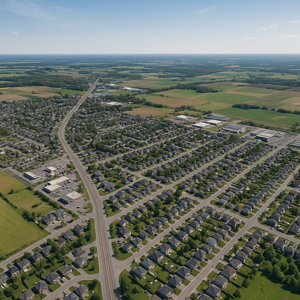 Vue aérienne d'un quartier résidentiel de banlieue